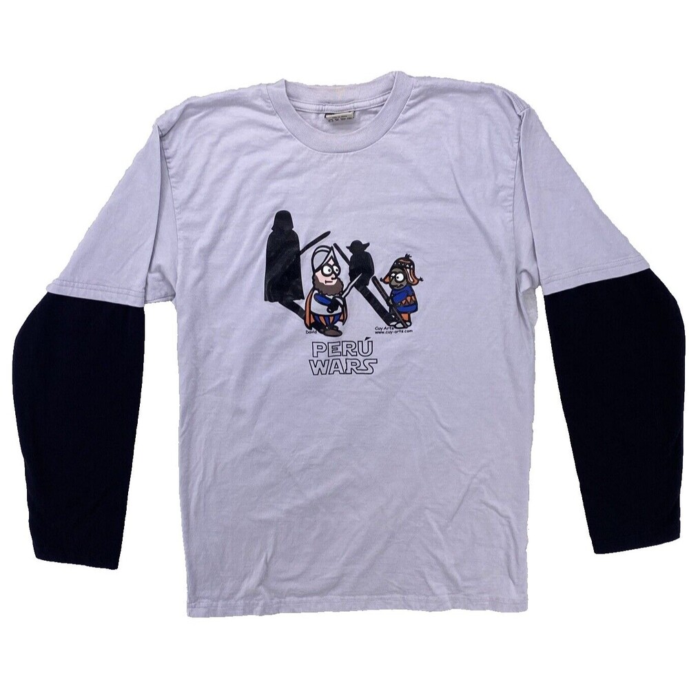 Cuy Arts Peru Wars Graphic Double Sleeve Long Sleeve Shirt XL Parody - Picture 1 of 9